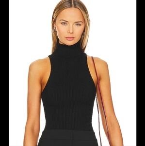 House of Harlow1960 Black Ribbed Turtleneck Tank Top Sz S NWT Luxe Essentials
